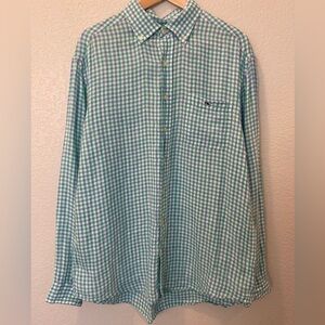 VINEYARD VINES 100% Linen Tucker Classic Fit Button-down Shirt Blue Grn gingham